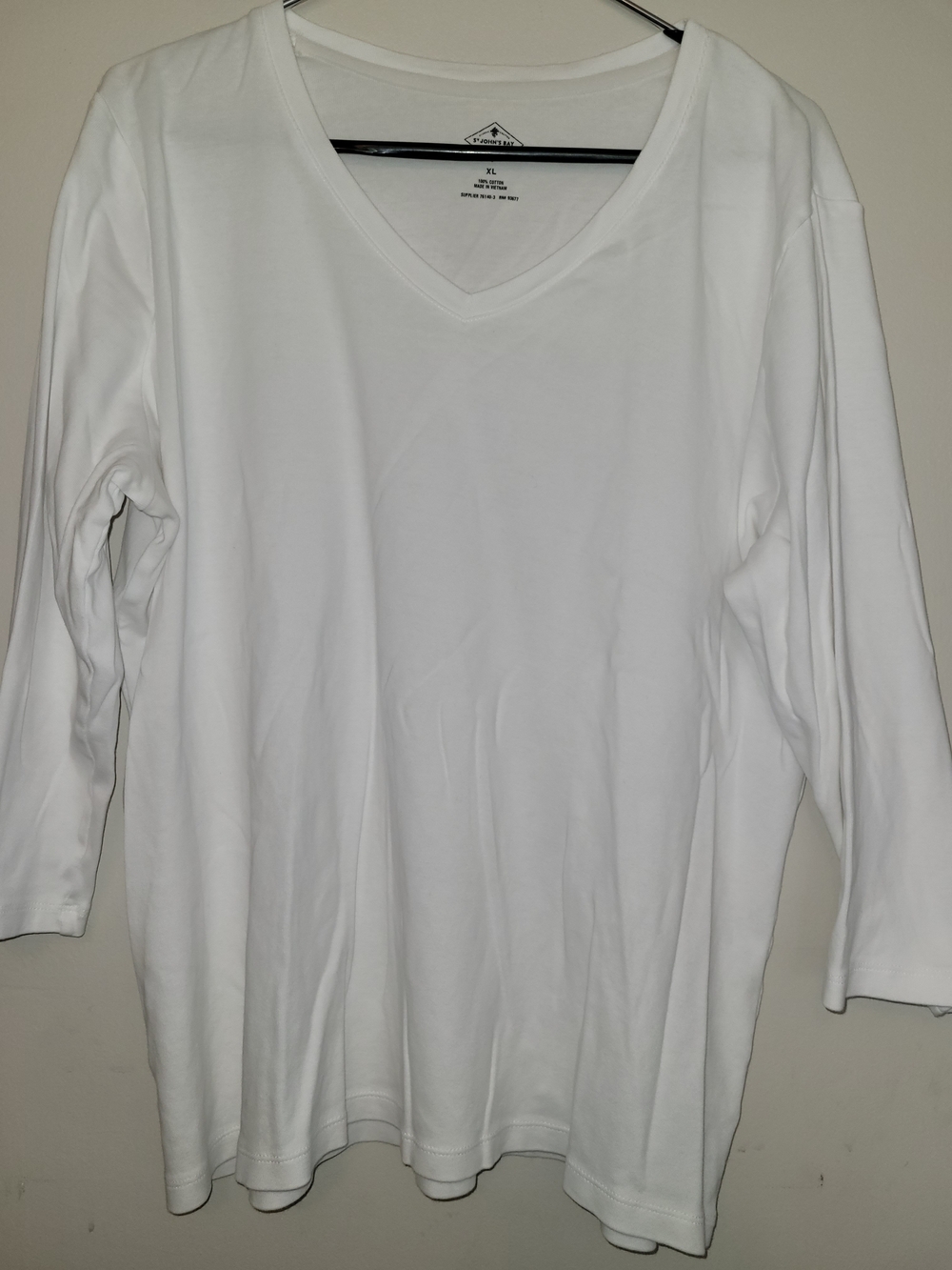 St. John's Bay White V-Neck Long Sleeve Tee